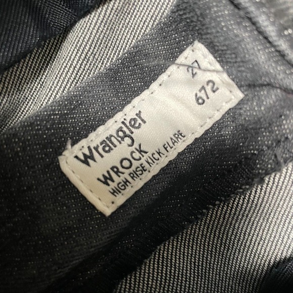 Wrangler x Fender Coated Wrock Kick Flare Jeans Womens‎ 27x28 Black High Rise - Picture 11 of 16